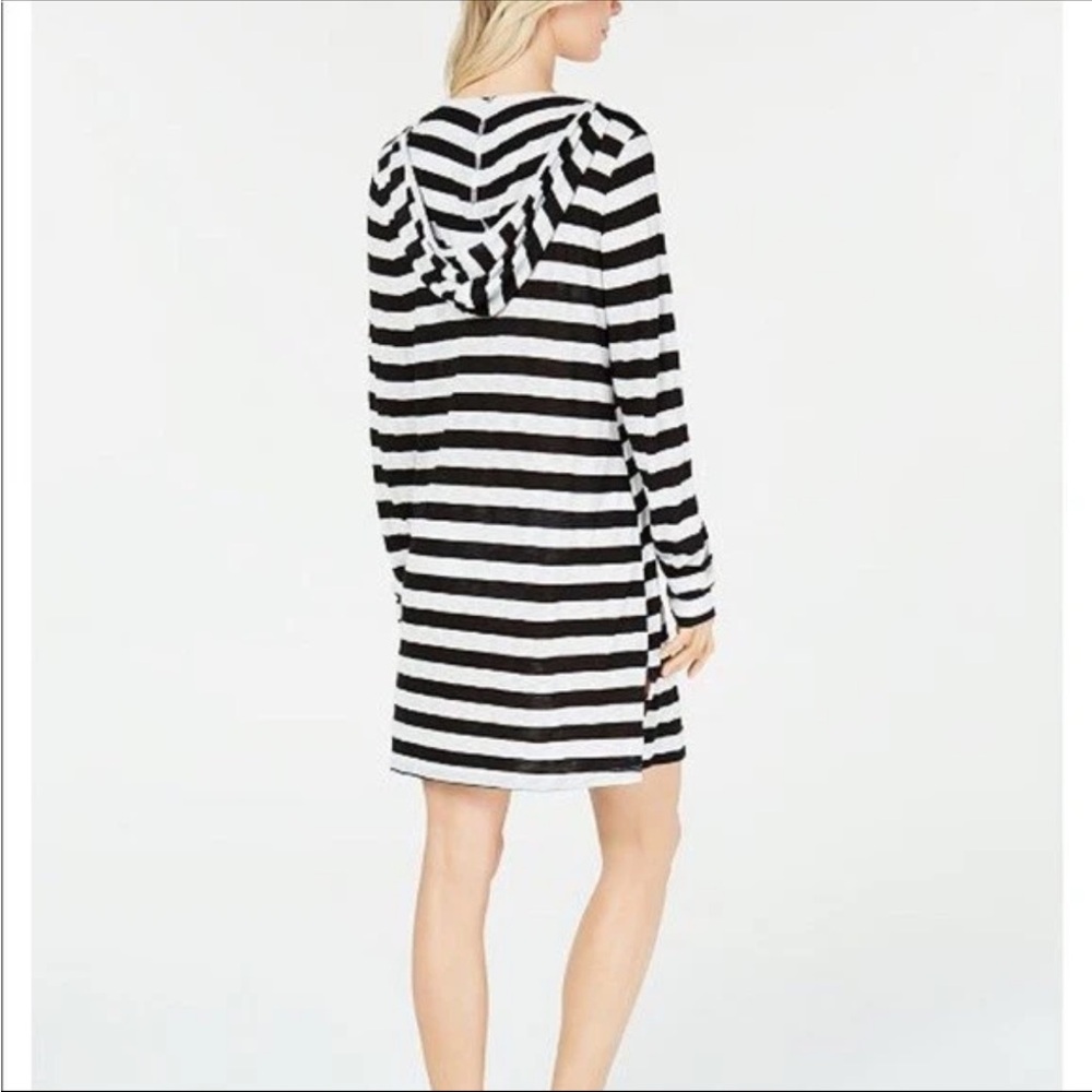 Mikarose Black and White Striped Swim Coverup